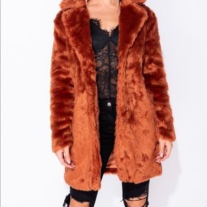 Longline Auburn Faux Fur Jacket